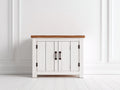 Credenza - Legno-Metallo - 86x39x77 cm - Bianco antico-Noce scuro - Stile rustico