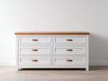 Cassettiera - Legno-MDF - 150x45x82 cm - Bianco-Rovere naturale - Stile country contemporaneo