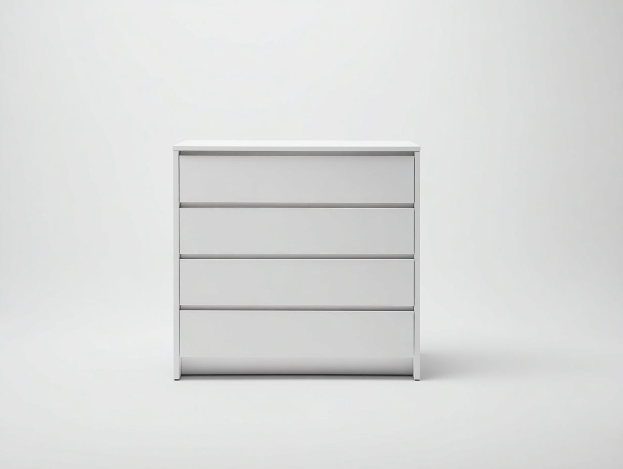 Cassettiera - MDF - 78x42x92 cm - Bianco opaco - Stile minimalista moderno