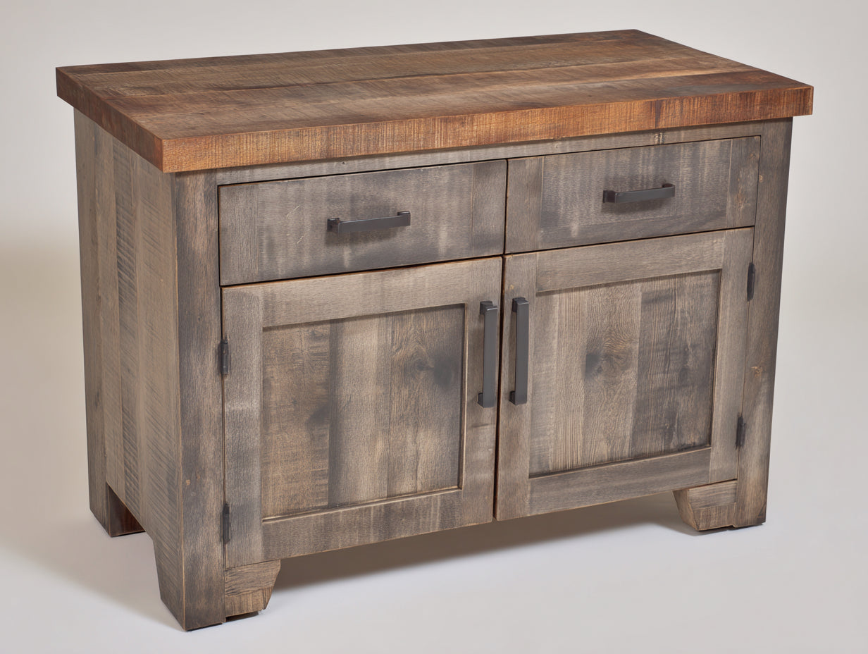 Credenza - Legno-Metallo - 112x48x86 cm - Marrone affumicato-Noce caldo - Stile rustico industriale