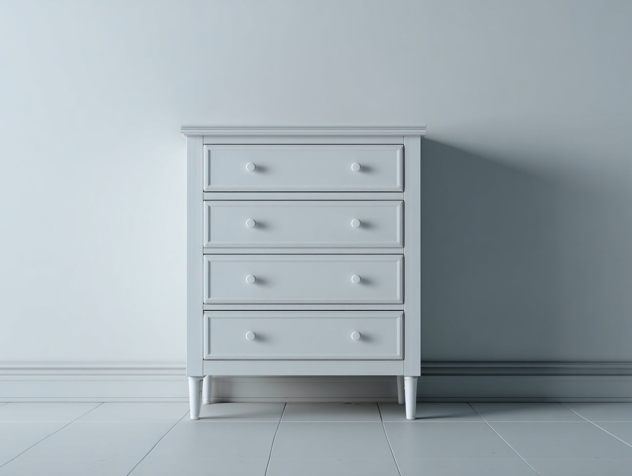 Cassettiera - Legno-MDF - 78x42x108 cm - Bianco perla - Stile classico elegante