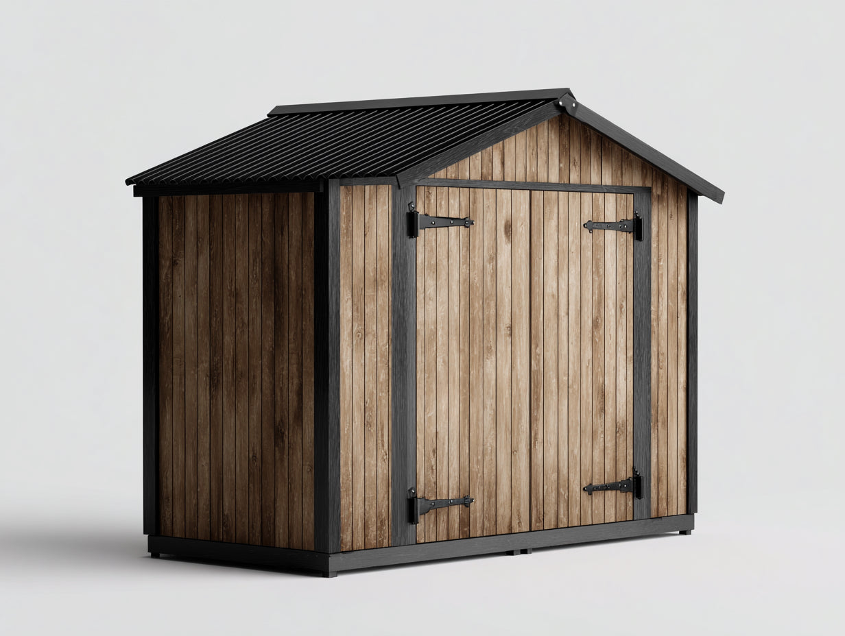 Casetta da giardino - legno - 224 x 172 x 226 cm - marrone-antracite - stile rustico con doppia porta