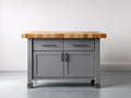 Credenza - Legno-Metallo - 118x58x90 cm - Grigio ardesia-Rovere naturale - Stile industriale