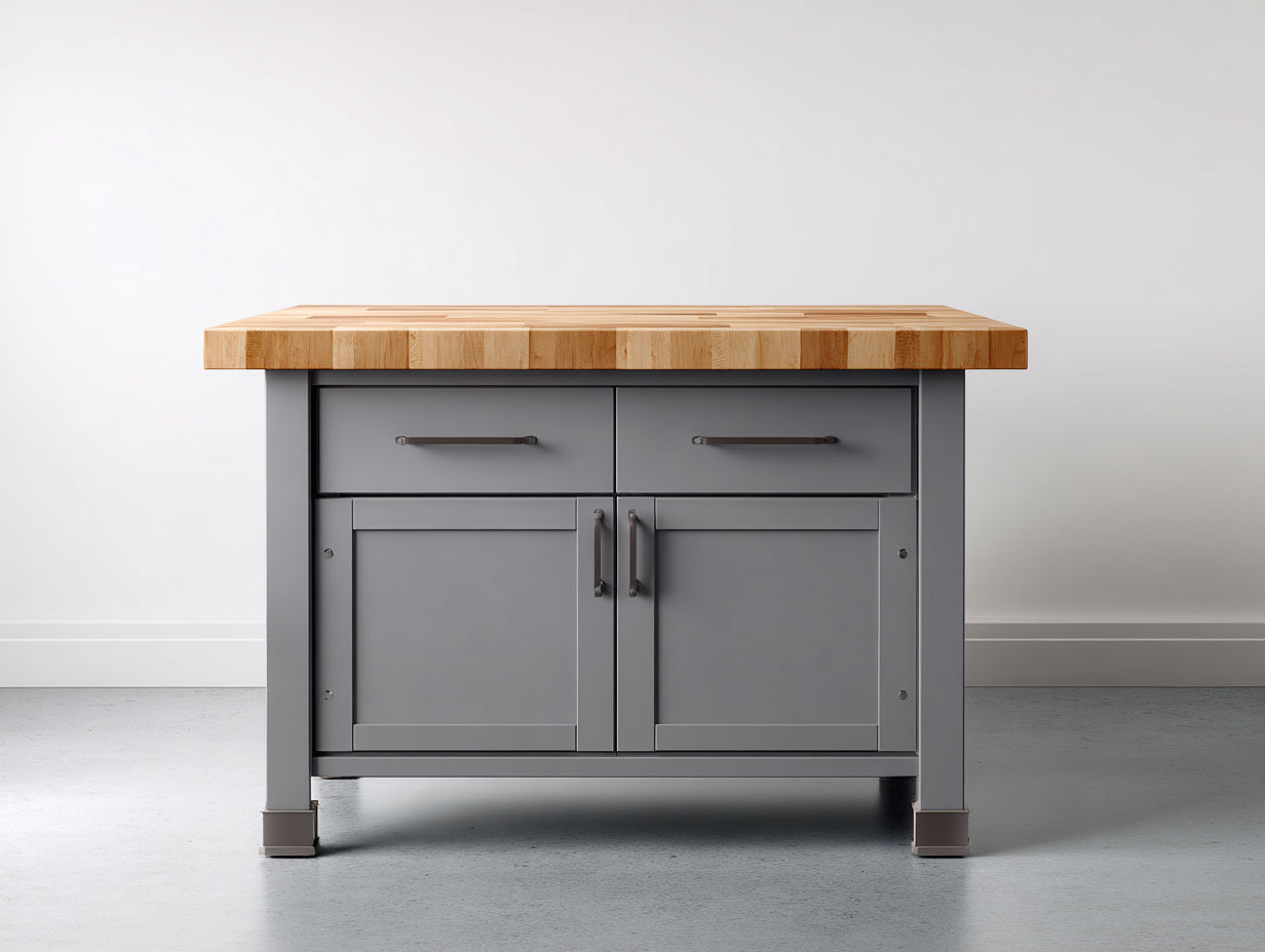 Credenza - Legno-Metallo - 118x58x90 cm - Grigio ardesia-Rovere naturale - Stile industriale