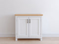 Credenza - Legno ingegnerizzato-Metallo - 84x39x82 cm - Bianco-Rovere naturale - Stile contemporaneo