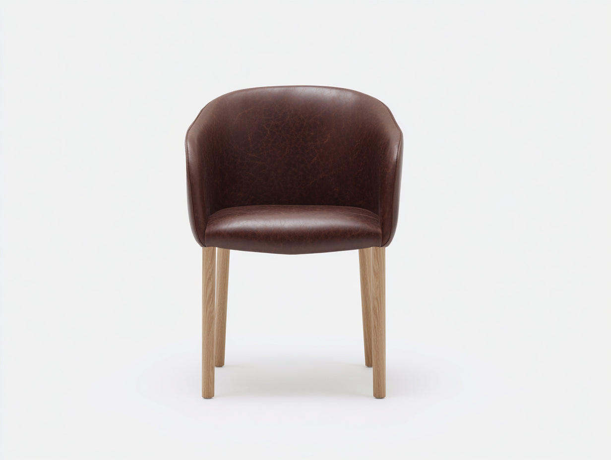 Sedia da pranzo - Similpelle-Legno - 58x57x81 cm - Marrone cioccolato-Rovere miele - Stile contemporaneo rétro