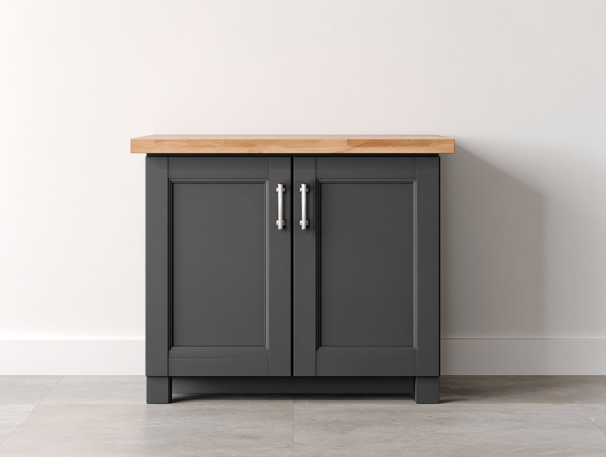 Credenza - Legno ingegnerizzato-Metallo - 92x40x82 cm - Grigio grafite-Rovere naturale - Stile moderno