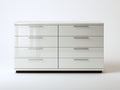 Cassettiera - MDF-Metallo - 148x45x92 cm - Bianco lucido-Antracite - Stile moderno lineare