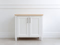 Credenza - Legno ingegnerizzato-Metallo - 87x41x83 cm - Bianco opaco-Rovere chiaro - Stile rustico moderno