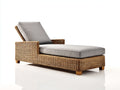 Lettino prendisole - rattan-tessuto-legno - 202 x 79 x 88 cm - miele-grigio tortora - stile contemporaneo con braccioli lineari