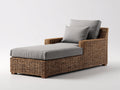 Lettino prendisole - rattan-tessuto-legno - 200 x 80 x 86 cm - marrone chiaro-grigio tortora - stile contemporaneo con braccioli squadrati