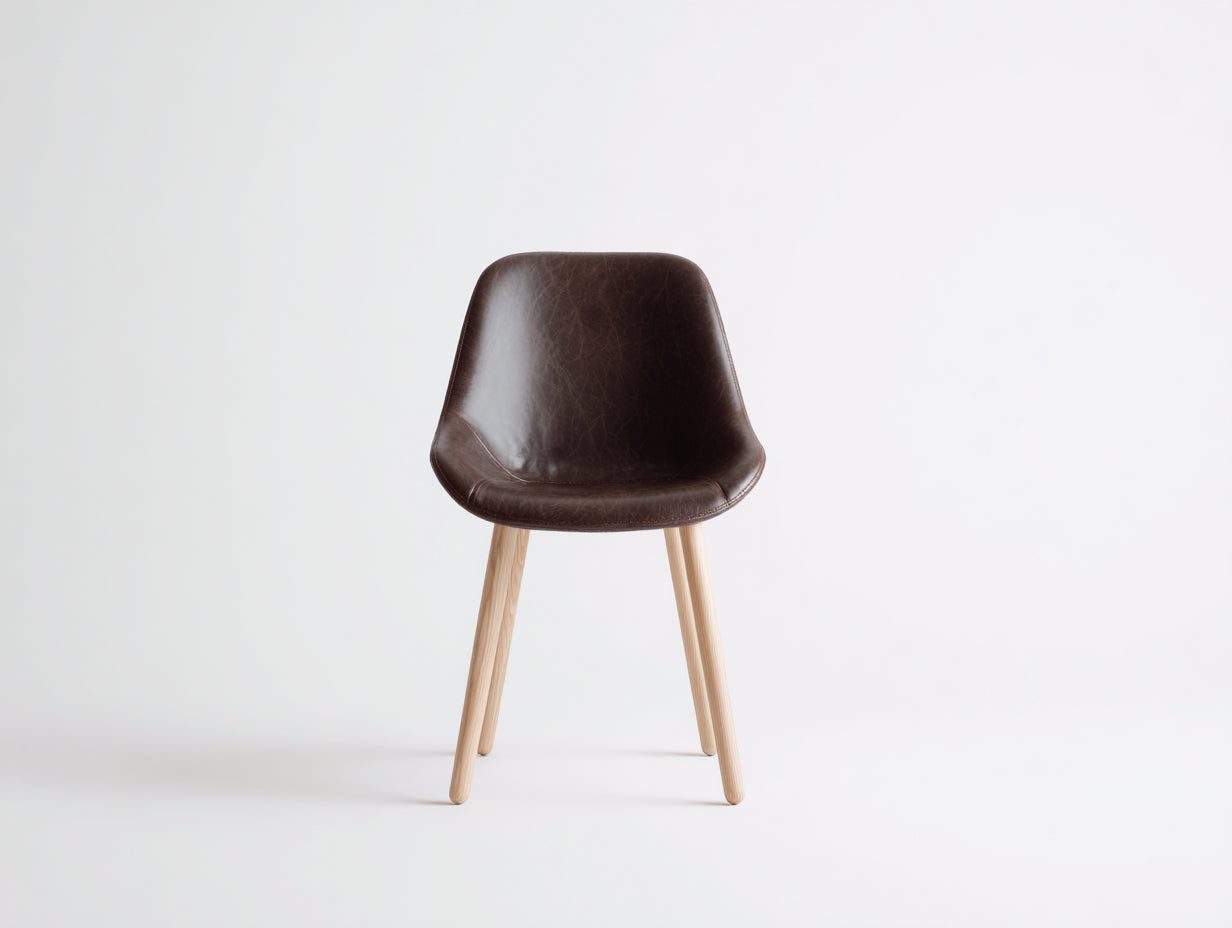 Sedia da pranzo - Similpelle-Legno - 51x56x84 cm - Marrone espresso-Rovere chiaro - Stile minimalista vintage