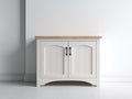 Credenza - Legno-Metallo - 91x40x80 cm - Bianco caldo-Rovere naturale - Stile rustico