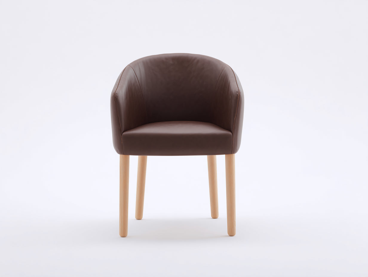 Sedia da pranzo - Similpelle-Legno - 57x58x80 cm - Marrone moka-Rovere naturale - Stile moderno minimalista