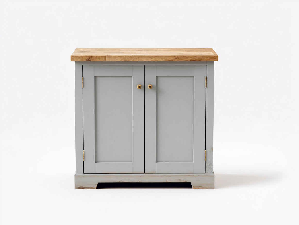 Credenza - Legno-Metallo - 80x38x79 cm - Grigio chiaro-Rovere naturale - Stile rustico
