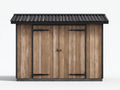 Casetta da giardino - legno - 232 x 148 x 212 cm - marrone-nero - stile industriale con doppia porta