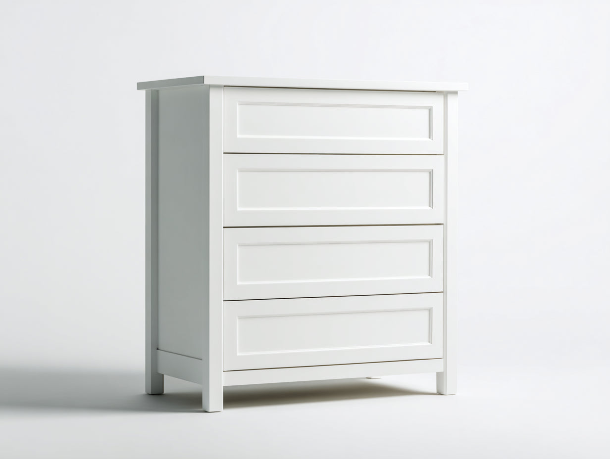 Cassettiera - Legno-MDF - 86x43x104 cm - Bianco puro - Stile classico contemporaneo