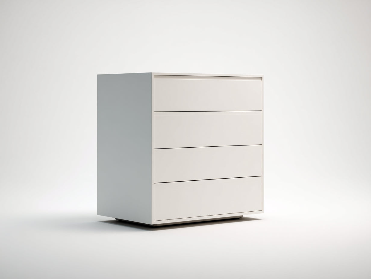 Cassettiera - MDF - 82x44x96 cm - Bianco avorio - Stile minimalista