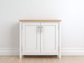 Credenza - Legno ingegnerizzato-Metallo - 88x40x83 cm - Bianco-Rovere chiaro - Stile moderno country
