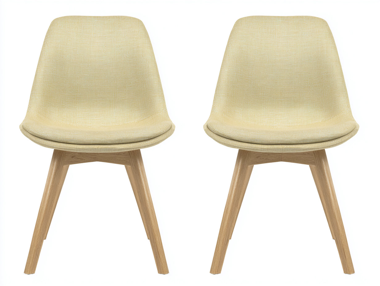 Sedia da pranzo - Tessuto-Legno - 51x55x84 cm - Giallo pastello-Rovere naturale - Stile moderno