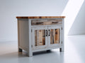 Credenza - Legno-Metallo - 96x45x86 cm - Grigio chiaro-Marrone naturale - Stile rustico industriale
