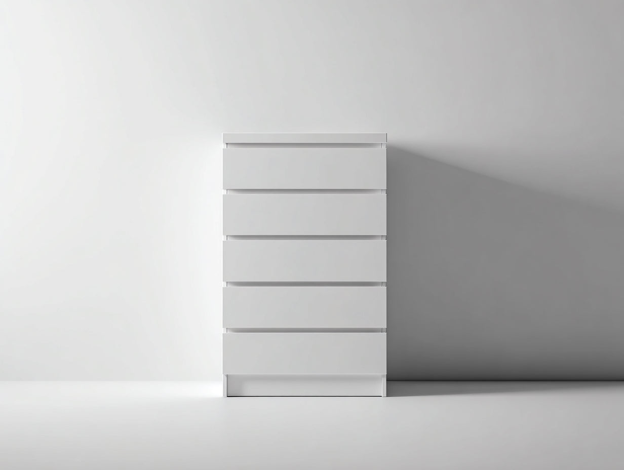 Cassettiera - MDF - 60x42x112 cm - Bianco opaco - Stile moderno salvaspazio