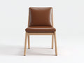 Sedia da pranzo - Ecopelle-Legno - 50x56x86 cm - Marrone caramello-Rovere naturale - Stile nordico