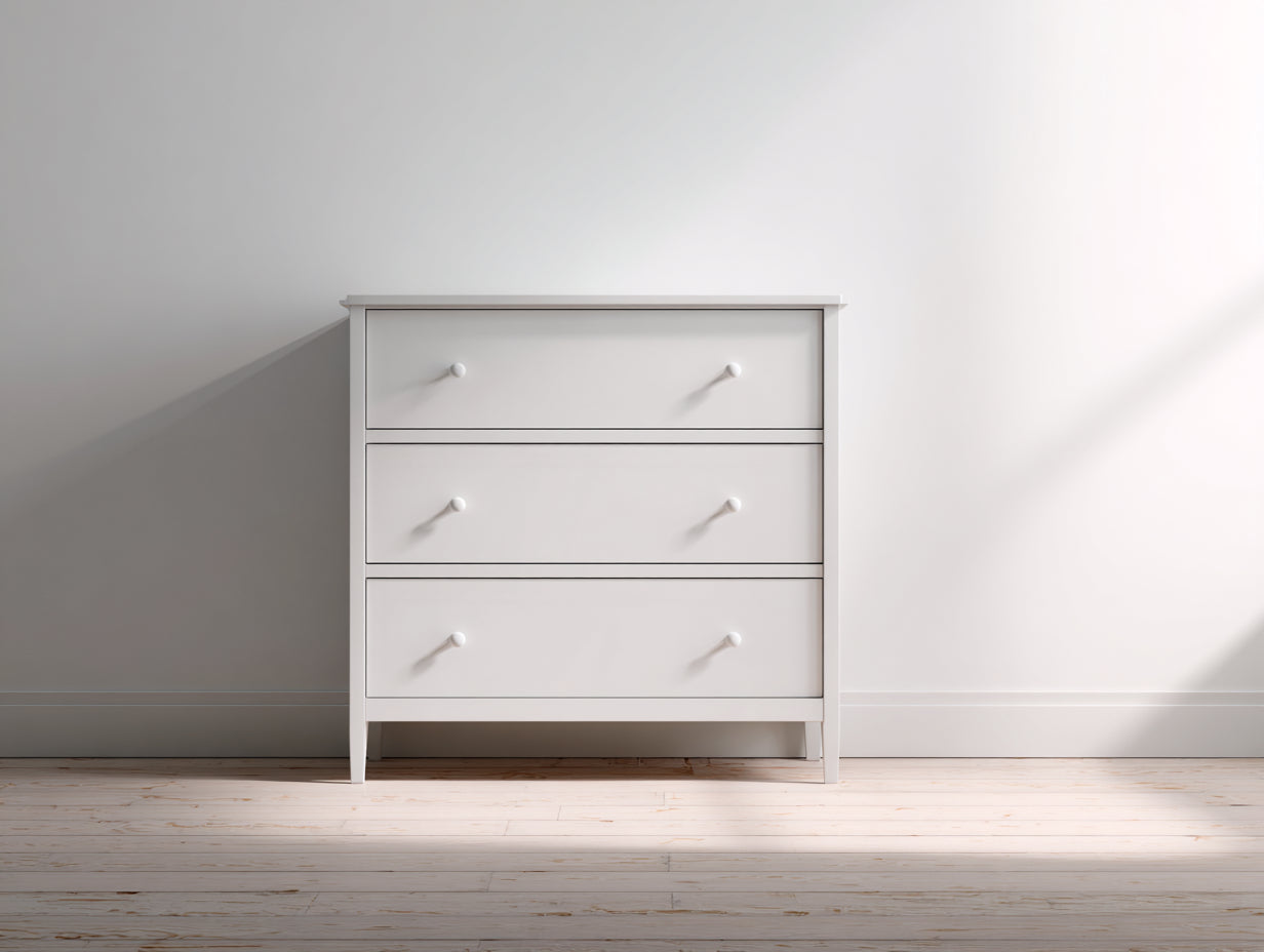 Cassettiera - Legno-MDF - 92x43x91 cm - Bianco caldo - Stile nordico essenziale