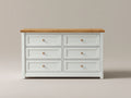 Cassettiera - Legno-MDF - 118x42x78 cm - Bianco caldo-Rovere naturale - Stile country contemporaneo